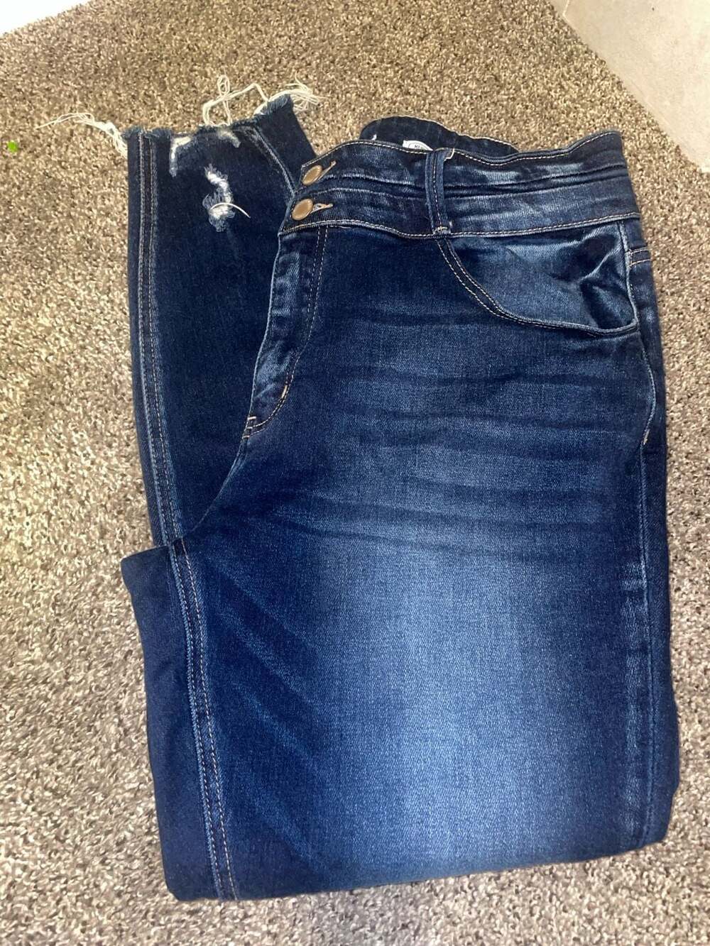 KanCan High Rise Distressed Skinny Jeans Dark Blue Denim